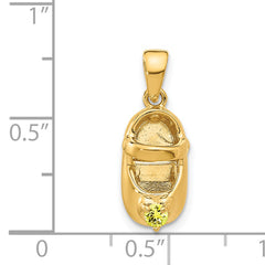 14K Gold Engravable Baby Shoe Charm with Synthetic November Birthstone