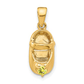 14k 3-D November/Synthetic Stone Engraveable Baby Shoe Charm