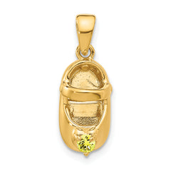 14k 3-D November/Synthetic Stone Engraveable Baby Shoe Charm