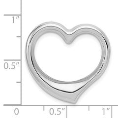 14k White Gold Heart Slide Pendant with 3D Polished Finish