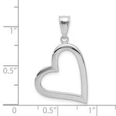 14K White Gold Polished Hollow Heart Pendant with Rhodium Finish Elegant and Lightweight