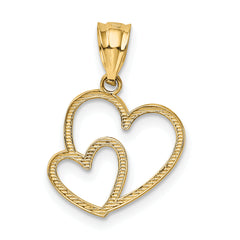 14K Gold Double Heart Pendant with Polished Finish for Elegant Style