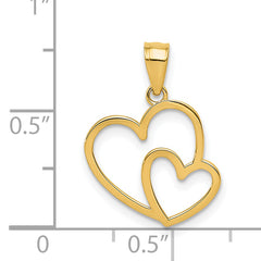 14K Gold Double Heart Pendant with Polished Finish for Elegant Style