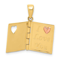 14K Two-Tone Gold Sweetheart Book Charm with 3D Movable Design