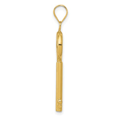 14K Gold Polished 3D Key Charm with Hollow Design