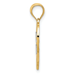 14K Gold and White Rhodium Filigree Love Pendant Polished, Vintage Inspired