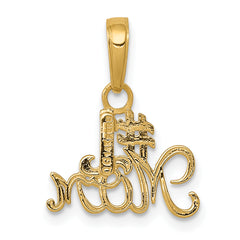 14K Gold #1 MOM Charm with Polished Finish Solid, Gift-Ready Charm