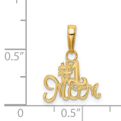 14K Gold #1 MOM Charm with Polished Finish Solid, Gift-Ready Charm