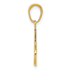 14K Gold #1 NANA Charm Pendant with Textured Back Solid and Casted Design