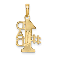 14K Gold #1 DAD Charm for Men with Textured Back Solid & Casted