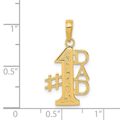 14K Gold #1 DAD Charm for Men with Textured Back Solid & Casted