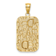 14K Gold Nugget DAD Dog Tag Pendant for Men Textured Solid Design