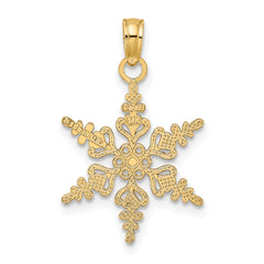 14K Gold Snowflake Charm with Polished Finish, Elegant Winter Design