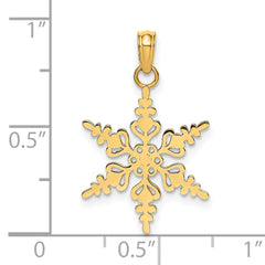 14K Gold Snowflake Charm with Polished Finish, Elegant Winter Design