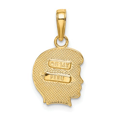 14K Gold Boy Charm Pendant with Textured Back Solid & Elegant Design