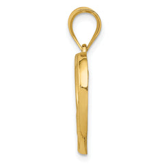 14K Gold Polished and Satin Mom/Baby Heart Charm Elegant Casted Design