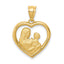 Mom/Baby Heart Casted Charm in 14K Yellow Gold, 21mm Satin & Polished - Sophia Jewelers