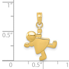 14K Gold Little Girl Charm with Textured Back Solid & Casted Design