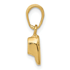 14K Gold 3D Baby Shoe Charm Solid Casted Elegant Pendant