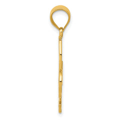 14K Gold Filigree Fleur de Lis Pendant with Polished Finish