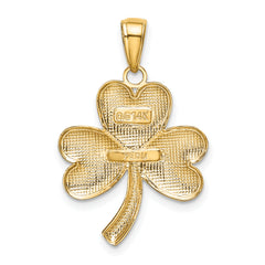 14K Gold Shamrock Charm with Polished Finish Solid Design 22mm