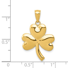14K Gold Shamrock Charm with Polished Finish Solid Design 22mm
