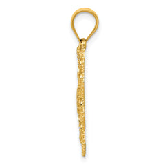 14K Gold and Rhodium Swirl Pendant with Diamond-Cut Detailing Elegant Round Design