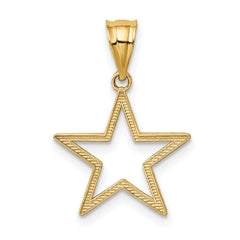14K Gold Star Charm with Polished Finish and Solid Design