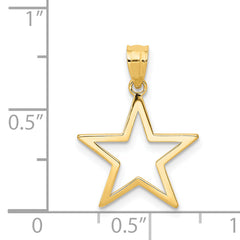 14K Gold Star Charm with Polished Finish and Solid Design