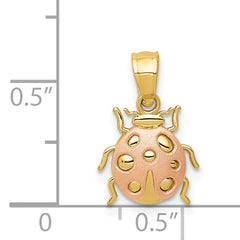 14K Two-Tone Gold Ladybug Pendant with Polished & Brushed Finish