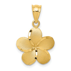 14k Diamond-cut Plumeria Pendant