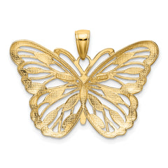 14K Gold and Rhodium Butterfly Pendant with Polished Finish