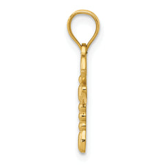 14K Gold Dragonfly Pendant with Polished Finish Elegant and Solid Design