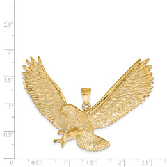 14K Gold Men's Eagle Pendant with Polished Finish and Textured Detail