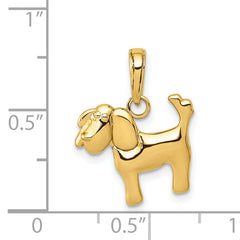14K Gold Polished Dog Charm Solid Cast, Elegant Finish