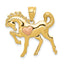 Horse with Heart Charm in 14K Two-Tone Gold, 22mm Brushed & Textured - Sophia Jewelers
