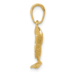 **14K Gold Small Fish Charm for Men Solid Casted Design, Elegant Yellow Finish**