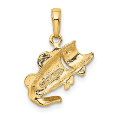 **14K Gold Small Fish Charm for Men Solid Casted Design, Elegant Yellow Finish**