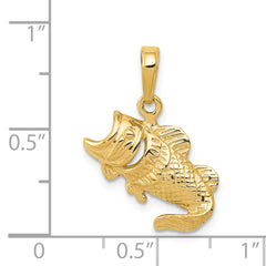 **14K Gold Small Fish Charm for Men Solid Casted Design, Elegant Yellow Finish**