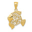 Filigree Fish Pendant in 14K Yellow Gold, 19mm - Sophia Jewelers