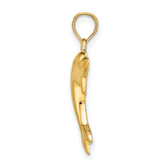 14K Gold Polished Dolphin Charm for Men, Solid Cast Design