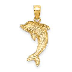 14K Gold Polished Dolphin Charm for Men, Solid Cast Design