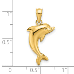 14K Gold Polished Dolphin Charm for Men, Solid Cast Design