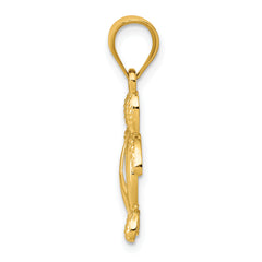 14K Gold Peace Turtle Pendant with Polished Finish for Men