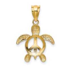 14K Gold Peace Turtle Pendant with Polished Finish for Men