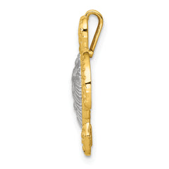 14K Two-Tone Gold Turtle Pendant Slide with Polished Finish