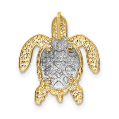 14K Two-Tone Gold Turtle Pendant Slide with Polished Finish