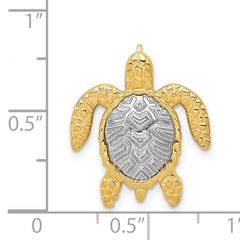14K Two-Tone Gold Turtle Pendant Slide with Polished Finish