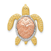 14K Two-Tone w/ White Rhodium Turtle Pendant Slide