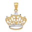 Crown Pendant in 14K Two-Tone Gold, 18mm Textured - Sophia Jewelers